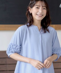 Tiaclasse L 【洗える】フリル付きパフスリーブチュニック