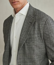 GOTAIRIKU 新柄【吸水速乾/ウォッシャブル】ノルマンディーリネン カーディガンジャケット＿グレンチェック柄