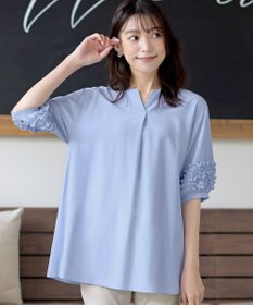 Tiaclasse L 【洗える】フリル付きパフスリーブチュニック