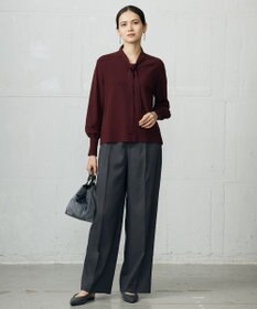 自由区 L レーヨンストレッチブラウスライク ニット