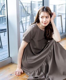 Tiaclasse 【洗える】ギャザーヘムフレアワンピース