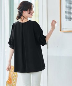 Tiaclasse L 【洗える】フリル付きパフスリーブチュニック