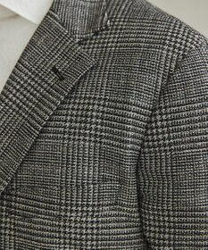 GOTAIRIKU 新柄【吸水速乾/ウォッシャブル】ノルマンディーリネン カーディガンジャケット＿グレンチェック柄