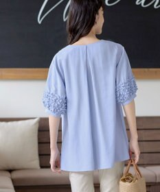 Tiaclasse L 【洗える】フリル付きパフスリーブチュニック