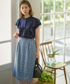 組曲 【UVケア】プレーティング天竺 パールボタンブラウス