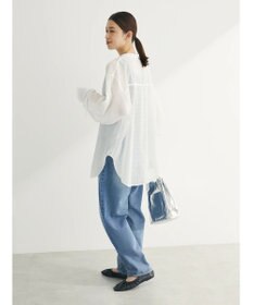 Green Parks シアーチェック袖ドロストシャツチュニック