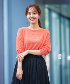 Tiaclasse L 【インナーセット・洗える】ボーダー編みシアーニットアンサンブル