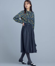 組曲 S カッティングローズプリント フリルブラウス