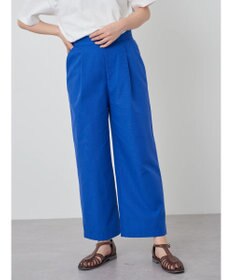 Green Parks 綿麻混タックストレートワイドパンツ