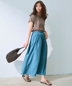 ANY L 【洗濯機可/ウエストゴム/UVケア】スパンボイル撥水スカートパンツ