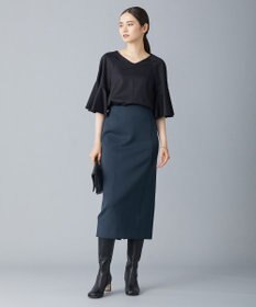 ICB 【洗える】コットンサテン　フレアスリーブブラウス