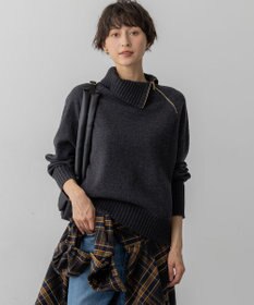 23区 L ボイルドウールコンビ ジップ タートルニット