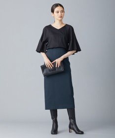 ICB 【洗える】コットンサテン　フレアスリーブブラウス