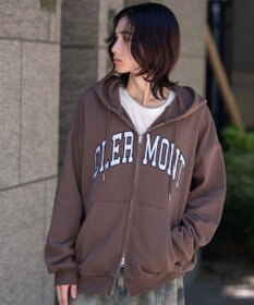 WEGO 【25年秋冬新作/ユニセックス着用ITEM/SMLサイズ展開】グラフィックロゴダブルZIPパーカー