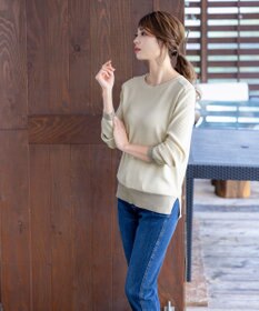 Tiaclasse L 【新色追加・洗える】配色スリットニット