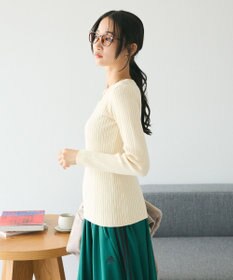 CRAFT STANDARD BOUTIQUE 洗える/とてもちクルーネックリブニットプルオーバー