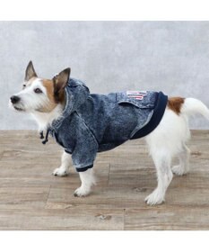 PET PARADISE J.PRESS デニム風 ロゴパーカー 小型犬