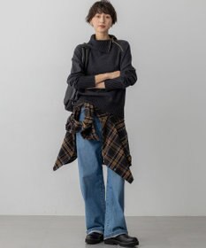 23区 L ボイルドウールコンビ ジップ タートルニット