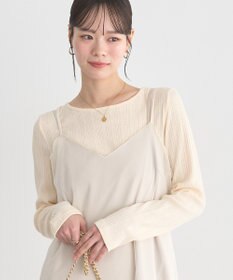 earth music&ecology ランダムチェーンリブバックレースプルオーバー