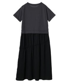 Green Parks カットソー異素材ドッキングワンピース