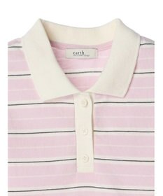 earth music&ecology 襟付きボーダープルオーバー