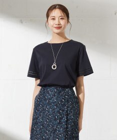J.PRESS LADIES L 【接触冷感】コットンスムース 刺繍スリーブ カットソー