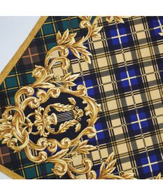 Marca 【Marcaオリジナル】オーナメントチェック 大判 シルクツイル スカーフ