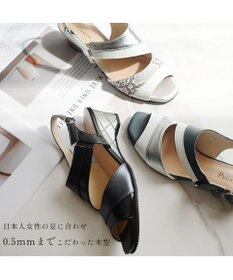 Pointer 日本製 本革ウエッジヒールサンダル