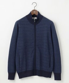 JOSEPH ABBOUD 【軽い】シェニールヤーンジャカード ジップ ブルゾン ダルブルー系