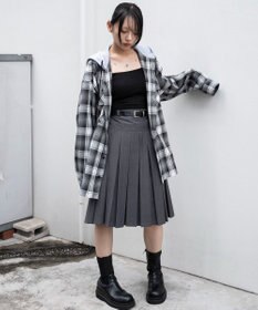 WEGO 【25年秋冬新作/ユニセックス着用ITEM/MLサイズ展開】オンブレチェックフードネルシャツ（LS）