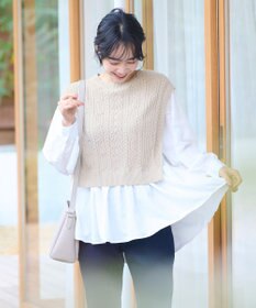 ANY 【洗濯機可・前後差あり】レイヤードブラウスニット