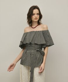 GRACE CONTINENTAL チェックケープブラウス