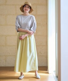 ANY L 【洗濯機可/ウエストゴム/UVケア】スパンボイル撥水スカートパンツ