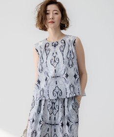 23区 洗えるRatti ドローイング ペイズリー ブラウス 2025 2XL 洗える】Ratti ドローイング ペイズリー プリント ブラウス / 23区 L