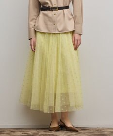 GRACE CONTINENTAL フロッキードットプリーツスカート