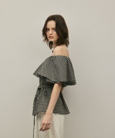 GRACE CONTINENTAL チェックケープブラウス