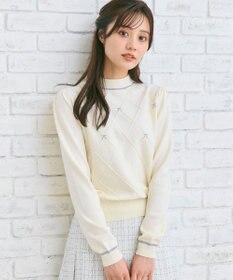 Feroux リボン刺繍ダイア柄 ニット