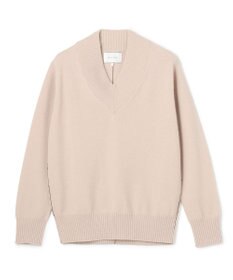 BEIGE， 【洗える】POMPE / ウールカシミヤ配色ラインVネックニット