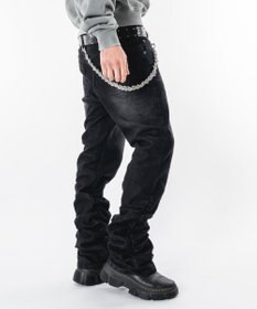 WEGO 【ユニセックス着用ITEM】シャーリングフレアデニムスキニーパンツ