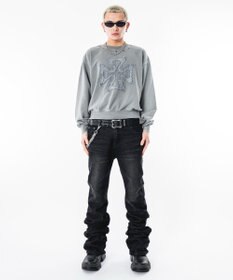 WEGO 【ユニセックス着用ITEM】シャーリングフレアデニムスキニーパンツ