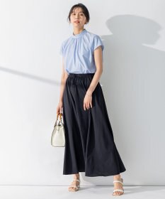 23区 L 【洗える】コットンポプリン スタンドカラー ブラウス