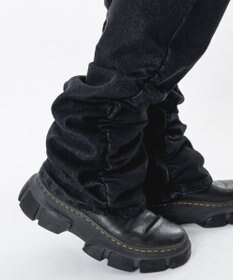 WEGO 【ユニセックス着用ITEM】シャーリングフレアデニムスキニーパンツ