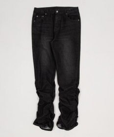 WEGO 【ユニセックス着用ITEM】シャーリングフレアデニムスキニーパンツ