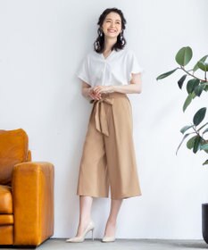 Tiaclasse L 【洗える】涼しく穿けるドライタッチ生地を使用したクロップドワイドパンツ