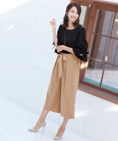 Tiaclasse L 【洗える】涼しく穿けるドライタッチ生地を使用したクロップドワイドパンツ