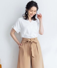 Tiaclasse L 【洗える】涼しく穿けるドライタッチ生地を使用したクロップドワイドパンツ