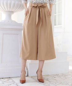 Tiaclasse L 【洗える】涼しく穿けるドライタッチ生地を使用したクロップドワイドパンツ