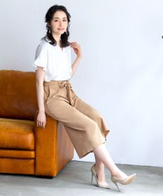 Tiaclasse L 【洗える】涼しく穿けるドライタッチ生地を使用したクロップドワイドパンツ