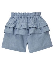 MIKI HOUSE HOT BISCUITS 【80-120cm】バックフリル ダンガリー素材 キュロットパンツ