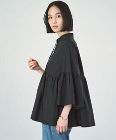 UNFILO コットンブロード フリルネックシャツ